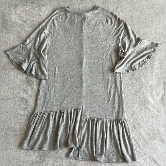 COA Los Angeles anthropologie grey jersey ruffle tunic shift dress size M/L - Picture 2 of 7
